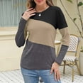 thumbnail image 6 of Womens Tops Color Block Tunic Tops Casual Long Sleeve Shirts Round Neck Pullover Blouses For Women, 6 of 7