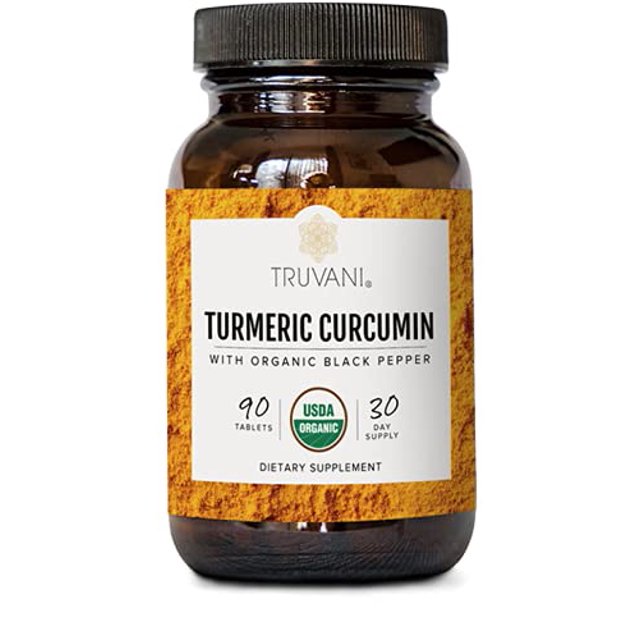 Curcumina de cúrcuma Truvani orgánica con pimienta negra 90 comprimidos