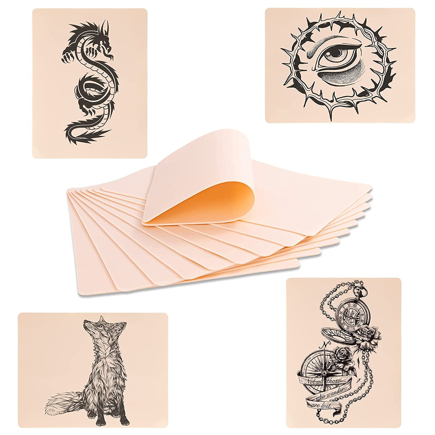Blank Tattoo Practice Skin 6Pcs Tattoo Skin Practice 7.4x6 in Double