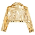 thumbnail image 3 of Doomiva Kids Girls Metallic Motorcycle PU Jacket Sparkly Zip Up Moto Biker Coat Outwear Boys Dancewear Streetwear Gold 8, 3 of 7