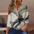 thumbnail image 2 of Jewelreauty Tunic Tops for Women Elbow Length Notch Neck Casual Button Blouses Summer Casual Tees, 2 of 5