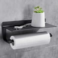 thumbnail image 1 of Portarrollos de cocina sin perforaciones Portarrollos de papel montado en la pared Portarrollos de toallas de papel con amplios rollos de dispensador de papel para cocina Negro, 1 of 5
