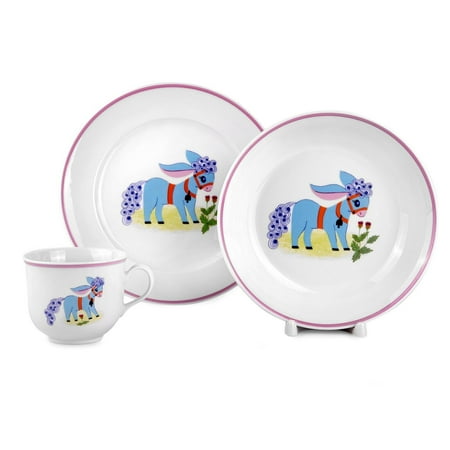 

3pc Donkey Children s Dinnerware Set Kids Porcelain Plates & Mug Thun Czech