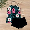 thumbnail image 6 of Tqyyweavej Women's Halter Tankini Swimsuits Adjustable Straps Print Tummy Control Bathing Suits Tops and Lounge Solid Color Tight Swimwear Shorts, 6 of 8
