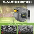 thumbnail image 4 of Gewna 1/2 in x 100 ft Retractable Wall Mounted Garden Hose Reel with 10 Pattern Nozzle, Any Length Lock, Slow Return System, 180°Swivel Bracket Dark Grey, 4 of 6