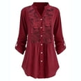 thumbnail image 1 of Puntoco Camisa de manga larga con cuello en V y botones de talla grande para mujer Puntoco Puntoco-6642, 1 of 2