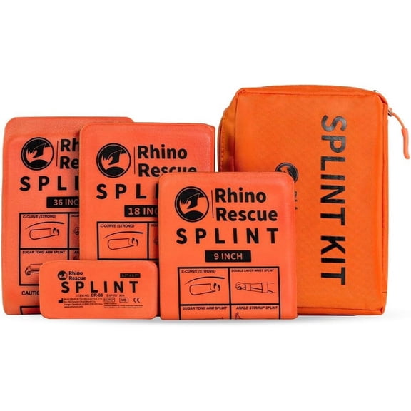 RHINO RESCUE Multi-Size First Aid Splint Set - 36/18/9 Inch & Finger, 4-Pack for Fractures