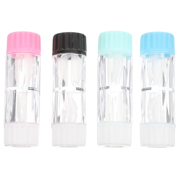 4PCS Mini Travel RGP Caja de lentes de contacto duras Caja protectora Lente de contacto cosmético Portacontenedores (Negro, verde, azul y rosa)