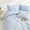 Light Blue-Queen, variant on Rust Brown Queen Size 3 Piece Floral Aesthetic Soft Lightweight Comforter Bedding Set