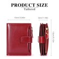 thumbnail image 3 of Small Women Wallet Genuine Leather RFID Blocking Bifold Zipper Pocket Card Holder with ID Window Wine Red, 3 of 7