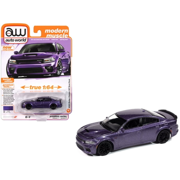 2023 Dodge Charger R/T Scat Pack Plum Crazy Metallic "Modern Muscle" Series 1/64 Diecast Model Car by Auto World