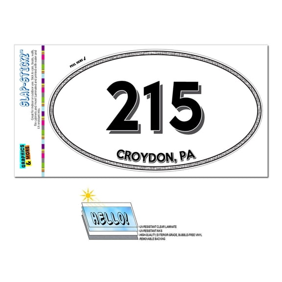 215 - Croydon, PA - Pennsylvania - Oval Area Code Sticker