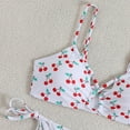 thumbnail image 6 of Hvot&aat Women Sexy Cut Out Smocked Bandeau Bikini Set Tie Side Triangle Trunks Cute Cherry Print Bathing Suit, 6 of 7