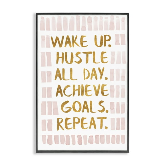 Stupell Industries Wake Up & Hustle Typography Painting Black Framed Art Print Wall Art, 12 x 18
