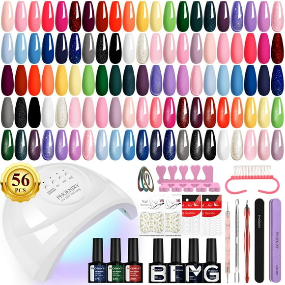 Kit de esmaltes de uñas en gel PHOENIXY con luz UV, 48 W, 36 colores, 7 ml