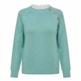 thumbnail image 5 of Karymi Womens Tops Crew Neck Long Sleeve Knit Sweater, Solid Pullover Jumper with Hollow Out Sleeves and Shoulder Decorative Buttons, 5 of 6
