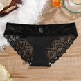 thumbnail image 2 of GEWSEY Women Floral Embroidery Lace Panties Briefs Hollow Ladies Breathable Underwear (Black, L), 2 of 3