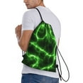 thumbnail image 3 of Kdxio Green Lightning Print Drawstring Backpack Bag,Waterproof Draw String Back Sack, Gym Drawstring Bags Swim Bag For Unisex, 3 of 9