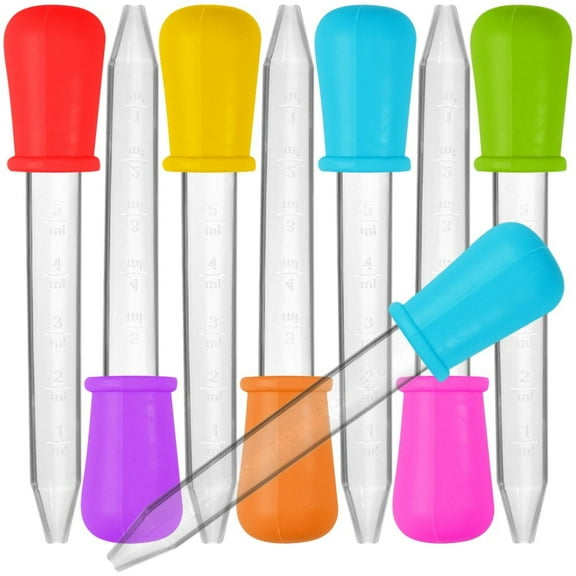 8 Pack Liquid Droppers, Silicone and Plastic Pipettes Transfer Eyedropper with Bulb Tip for Candy Oil Kitchen - 7 Colors