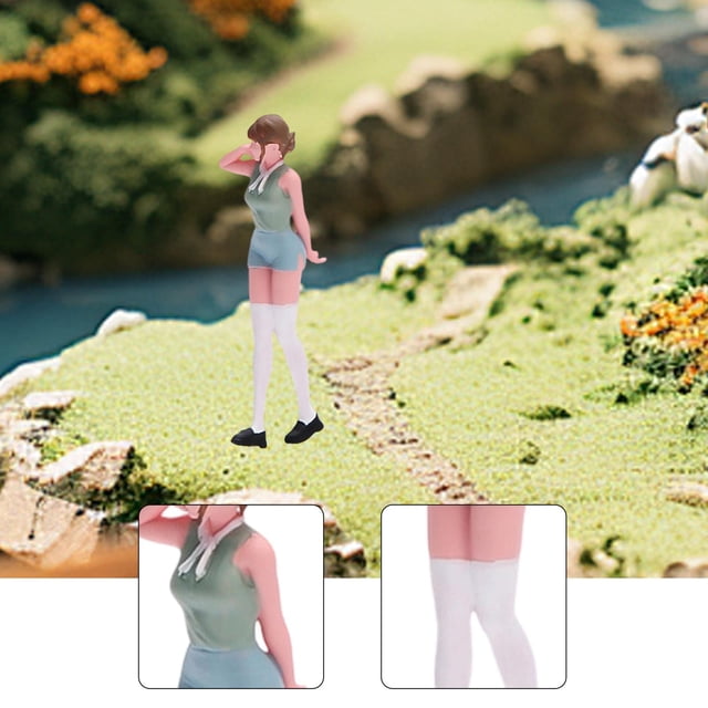 Figura femenina en miniatura coleccionable a escala 1/64, modelo de niña, accesorio fotográfico en miniatura, modelo de diminuta para maquetas