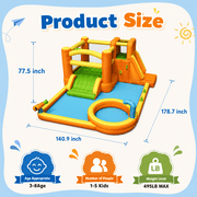 INFLATEFLY Inflatable Water Slide, 9-in-1 Bounce House Water Park with Trampoline, Pool, Climbing Wall, Water Cannon, Slides and Basketball Hoop, Kid Bouncy Castle for Outdoor Indoor Backyard Fun