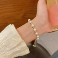 thumbnail image 3 of opvise Women Bracelet Beaded Adjustable Elegant Dainty Simple Style Gift Golden High Gloss Faux Pearl Girls Bracelet Jewelry, 3 of 7