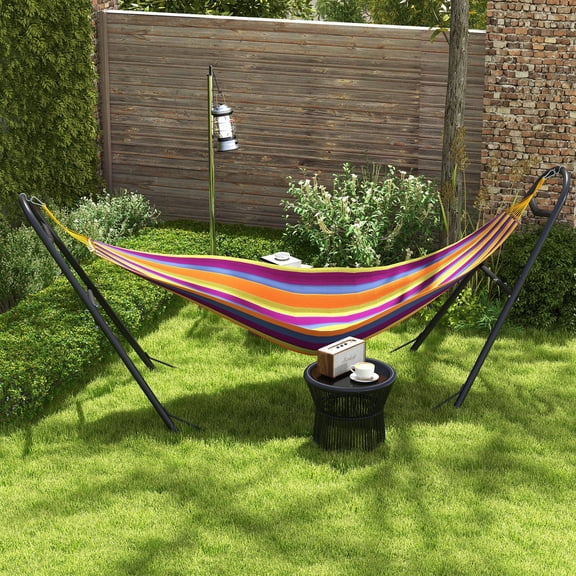 Garden Accessories Outsunny Hammock Stand for 2 Person, Portable Adjustable Steel Frame Hammock Stand with Weather Resistant Finish for 9-14’ Hammocks, 10.3', 550 lbs. Capacity, Black,Garden Decorati
