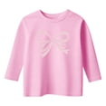 thumbnail image 3 of Kiijoy Girls Bow 3/4 Sleeve Round Neck T-Shirt Casual Soft Everyday Tee Shirt, Sizes 3-13, 3 of 3