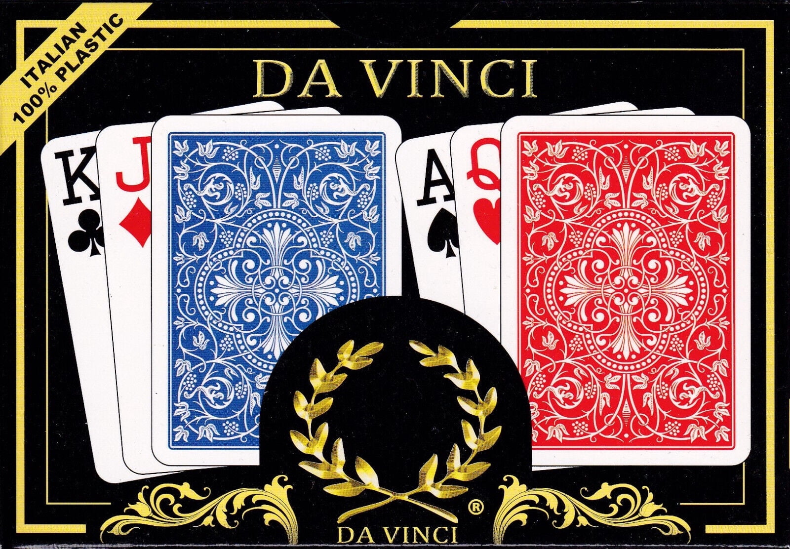 Texas Holdem Poker Cards by Dal Negro (100% Plastic, 2 Decks, Red