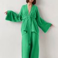 thumbnail image 4 of Heiheiup Dresses For Women 2024 Ladies' Spring And Autumn Solid Color Fashion Long Sleeve Slacks Crepe Ladies' Solid Color Nightgown Home Clothes, 4 of 4