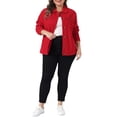 thumbnail image 2 of Agnes Orinda Women's Plus Size School College Jean Jacket Stitching Button Washed Denim Outerwear Coat 5X Red, 2 of 6