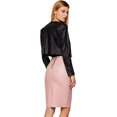 thumbnail image 2 of chamarra corta de piel sintética con frente abierto para mujer, manga larga, bolero Negro - M Negro - M Xishao ropa, 2 of 2