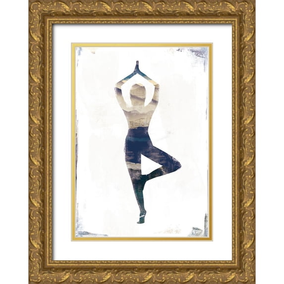 JMB Designs 14x18 Gold Ornate Wood Framed with Double Matting Museum Art Print Titled - Tree Pose