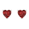 thumbnail image 3 of 1.0 Ct Heart Cut Studs Red Natural Garnet 14K White Solid Solid Gold Everyday Dainty Earrings Push Back, 3 of 7