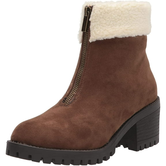 Bella Vita Womens Cable Lug Boot Ankle 7 X-Wide Dark Brown Super Suede/Fleece