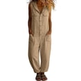 thumbnail image 3 of Dzrciro Jumpsuits for Women, Hooded Sleeveless Button Front Loose Romper with Multi Pockets, Lightweight Relaxed Fit Travel Daily Jumpsuit S-2XL, 3 of 8