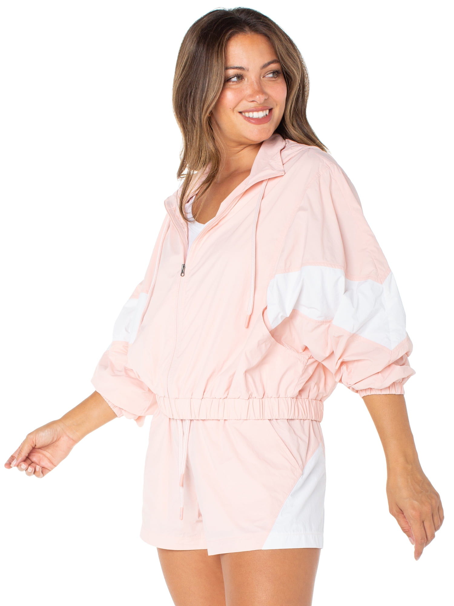 Celebrity Pink Women's Zip Front Hooded Windbreaker Jacket, Sizes XS-XXXL