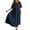 Navy, variant on BKQCNKM Maxi Dress Loose Cotton And Linen Round Neck Five Point Sleeve Midi Dress Large Size Maxi Dress Women'S Casual Dresses Dresses For Women 2023 White Dress M