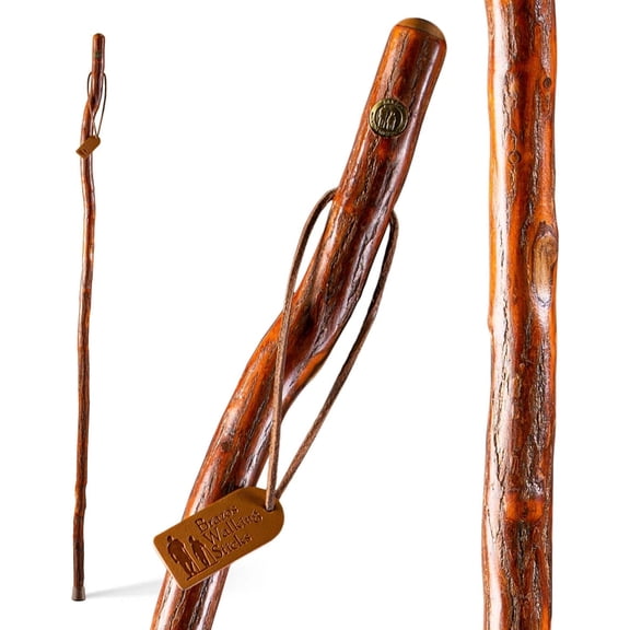 Brazos Rustic Wood Walking Stick, Sassafras, Traditional Style Handle, for Men & Women, Made in the USA, 55"