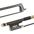 thumbnail image 4 of Arco de violín 4/4 Violín Arco de Biolín Bien Equilibrado Trenzado Dorado Fibra de Carbon Round Stick Rana de Ébano AAA Mongolia Crin Negra Tomshoo Arco de violín, 4 of 6