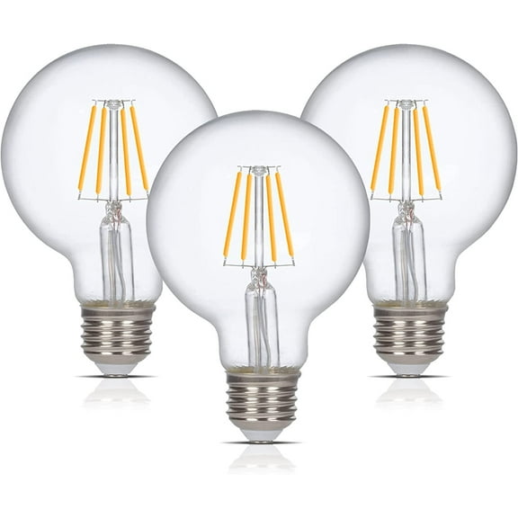 Simba Lighting LED Edison G25 Globe 4W 40W Equivalent Light Bulbs 120V E26 Base Dimmable 2700K, 3 Pack