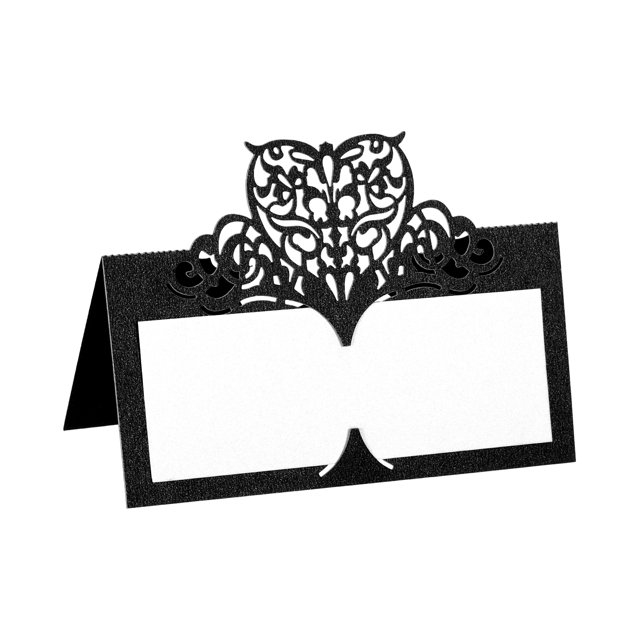 Unique Bargains Table Name Place Cards,25pack Favor Decor Hollow Butterfly Cut Design Seat Blank Card, Black