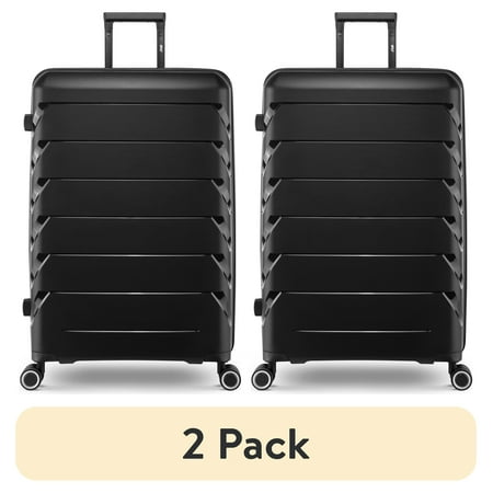 (2 pack) PUR by iFLY 28" Checked Hard Side Lightweight Expandable Luggage, Black