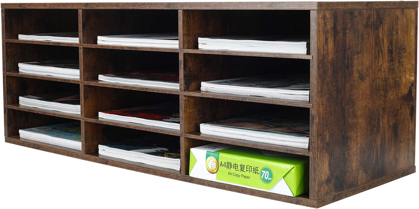 Ashfly Wood Desktop Literature Organizer Adjustable File Sorter Mail