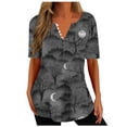 thumbnail image 2 of Women Short Sleeve Christmas gift Leisure Fashion Drawstring Printed Loose Durable Loose Fitting Thin section Fashion Sexy Lining Coffee Trendy Short Sleeve Size M, 2 of 5