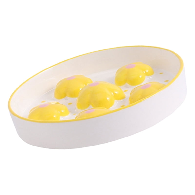 Yiran Hand-Painted Cat Anti-Choking Slow Feeder Bowl, Yellow