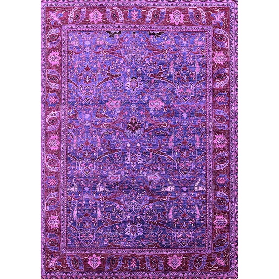Ahgly Company Indoor Rectangle Oriental Purple Traditional Area Rugs, 2' x 3'