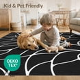 thumbnail image 4 of ODIKA 8'x10' Washable Area Rug Black White Leaf-Inspired Geometric Elegance Contemporary Design with for Dining Room, Large Office, Lounge, Non-Slip Chair-Friendly Mat, 4 of 7