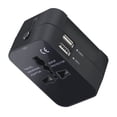 thumbnail image 2 of Adaptador de viaje Adaptador de cargador universal de plástico ABS Convertidor de viaje USB dual portátil, Negro Vogacara EL001115-01B, 2 of 2