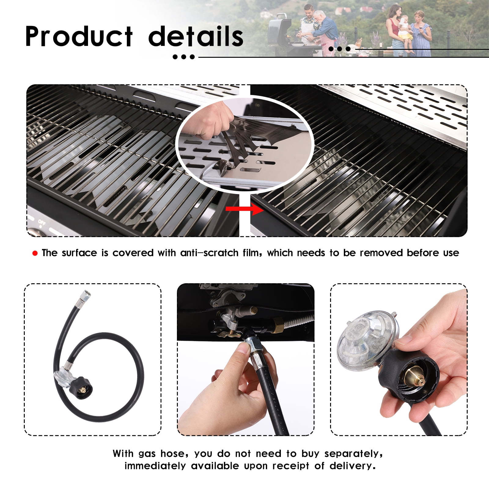 Magic Union 4-Burner Propane Gas Grill with Side Burner and Stainless Steel Grates 50,000 BTU Outdoor Cooking BBQ Grills Cart
